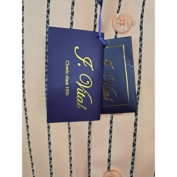 J. Vital Men's Blazer Suit Jacket 46L Peach/Black Pinstripe - NWT - Picture 2 of 8